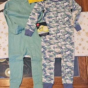 Hanes Teal and Camo Kids Onesie 2 Pack
